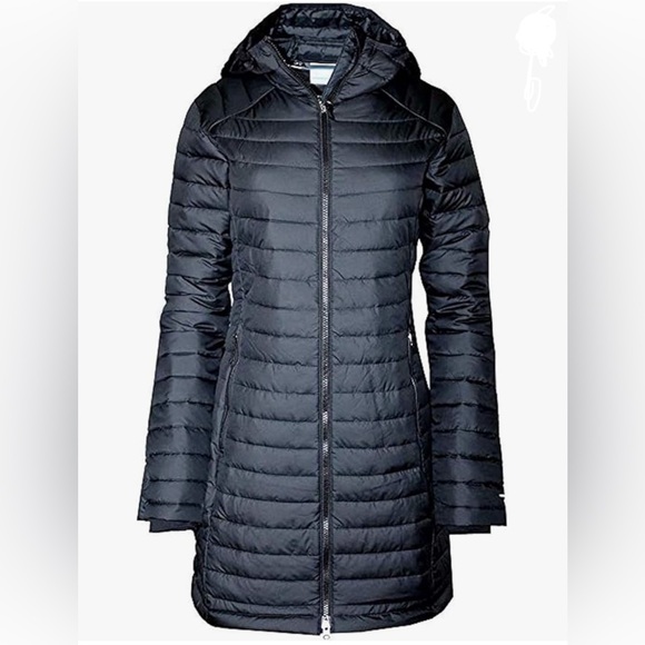 Columbia Womens White Out Mid Omni Heat Long Hooded Puffer Jacket. Blue.… - Picture 1 of 8